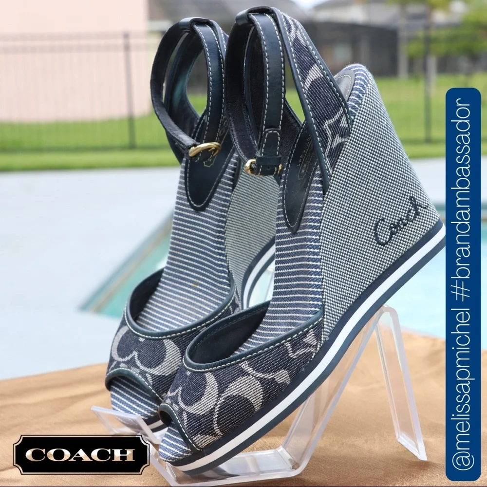 Coach Denim Tawney Wedges - Picture 2 of 9